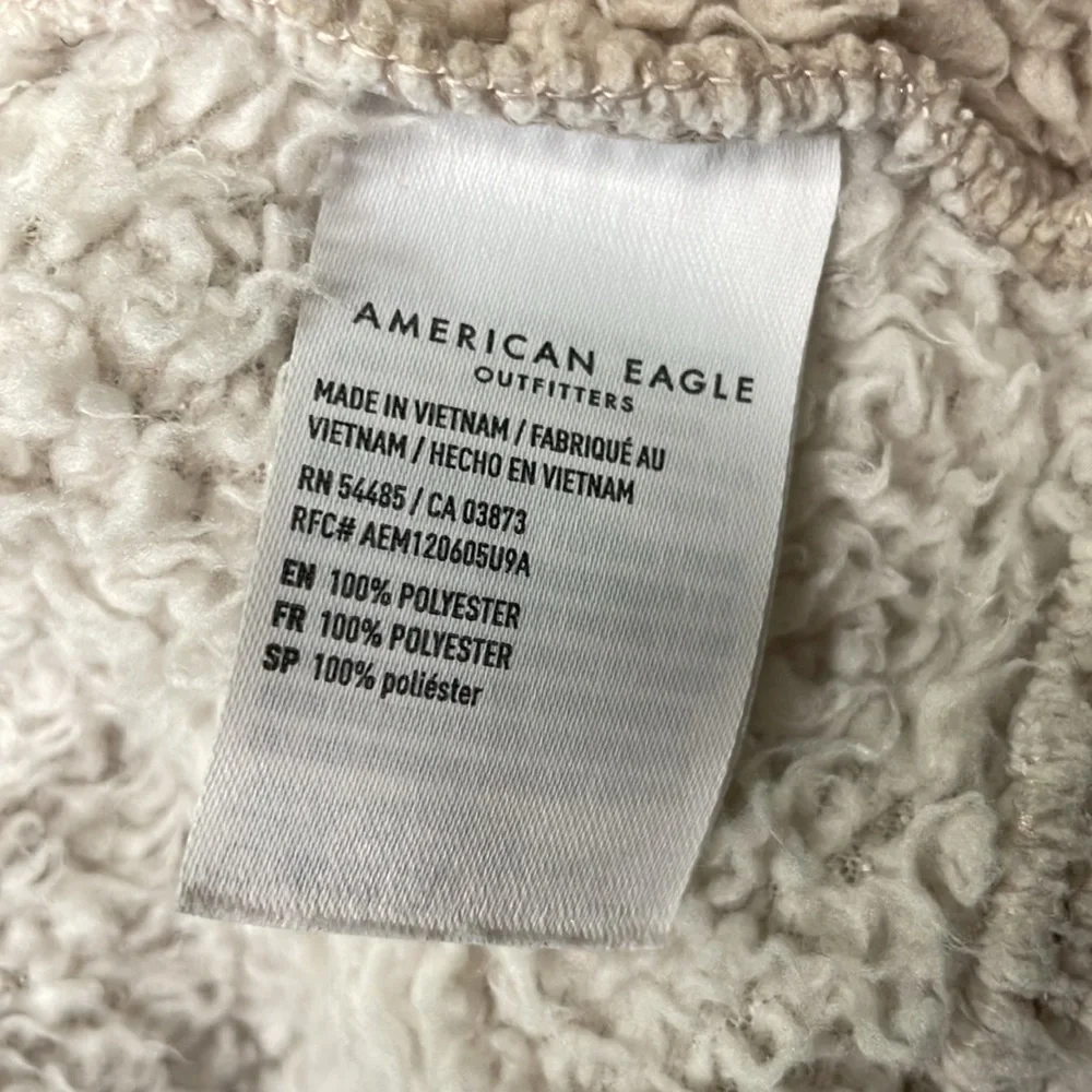 American Eagle Sherpa Quarter Zip Hoodie - Size Medium - Picture 6 of 8